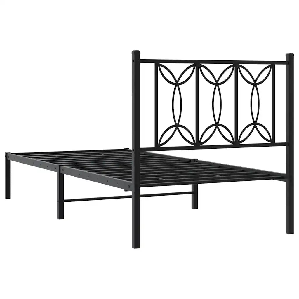 Giroletto con Testiera in Metallo Nero 90x200 cm 376121
