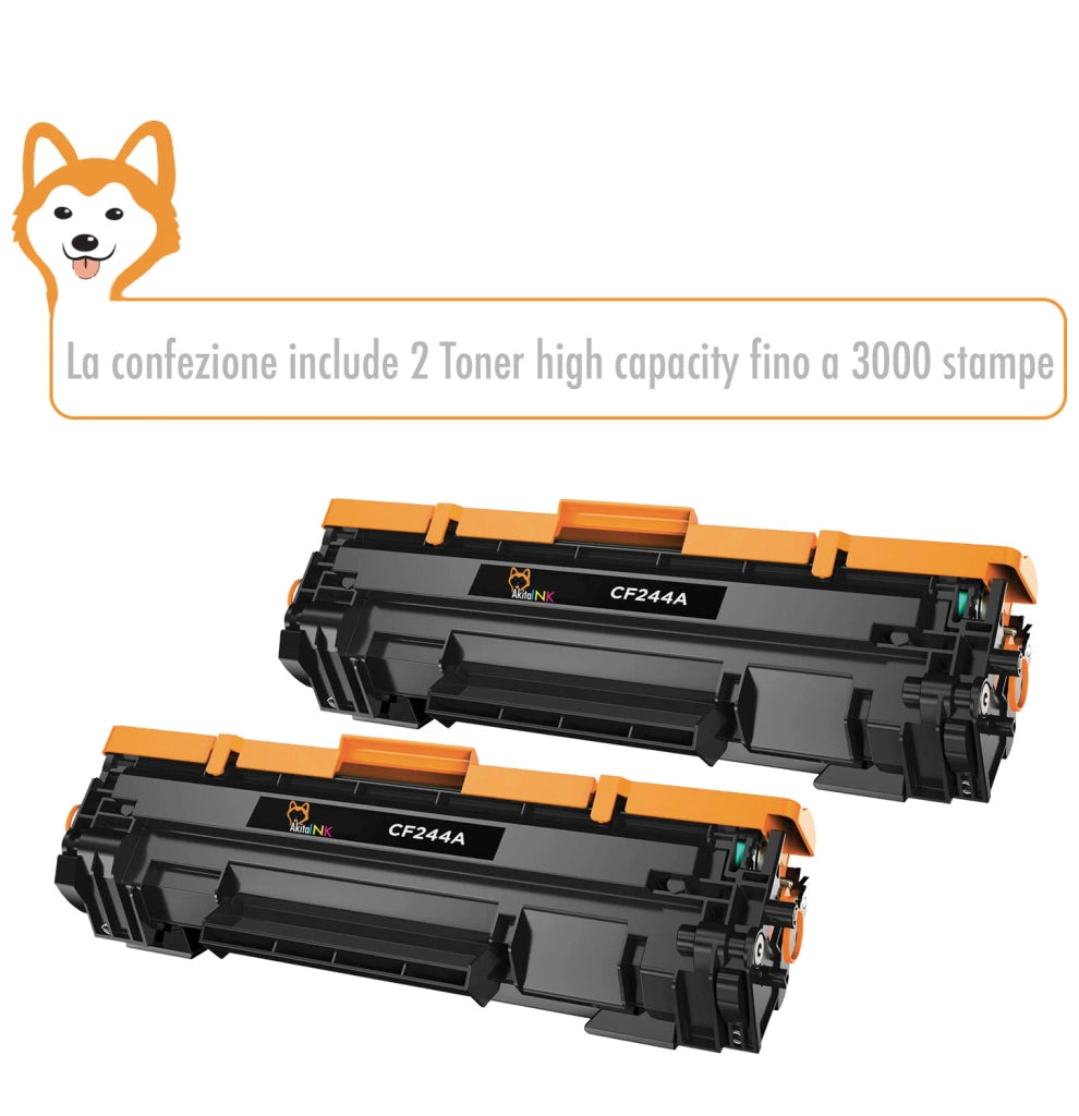 2 Toner Compatibili HP 44A CF244A AkitaINK Nero