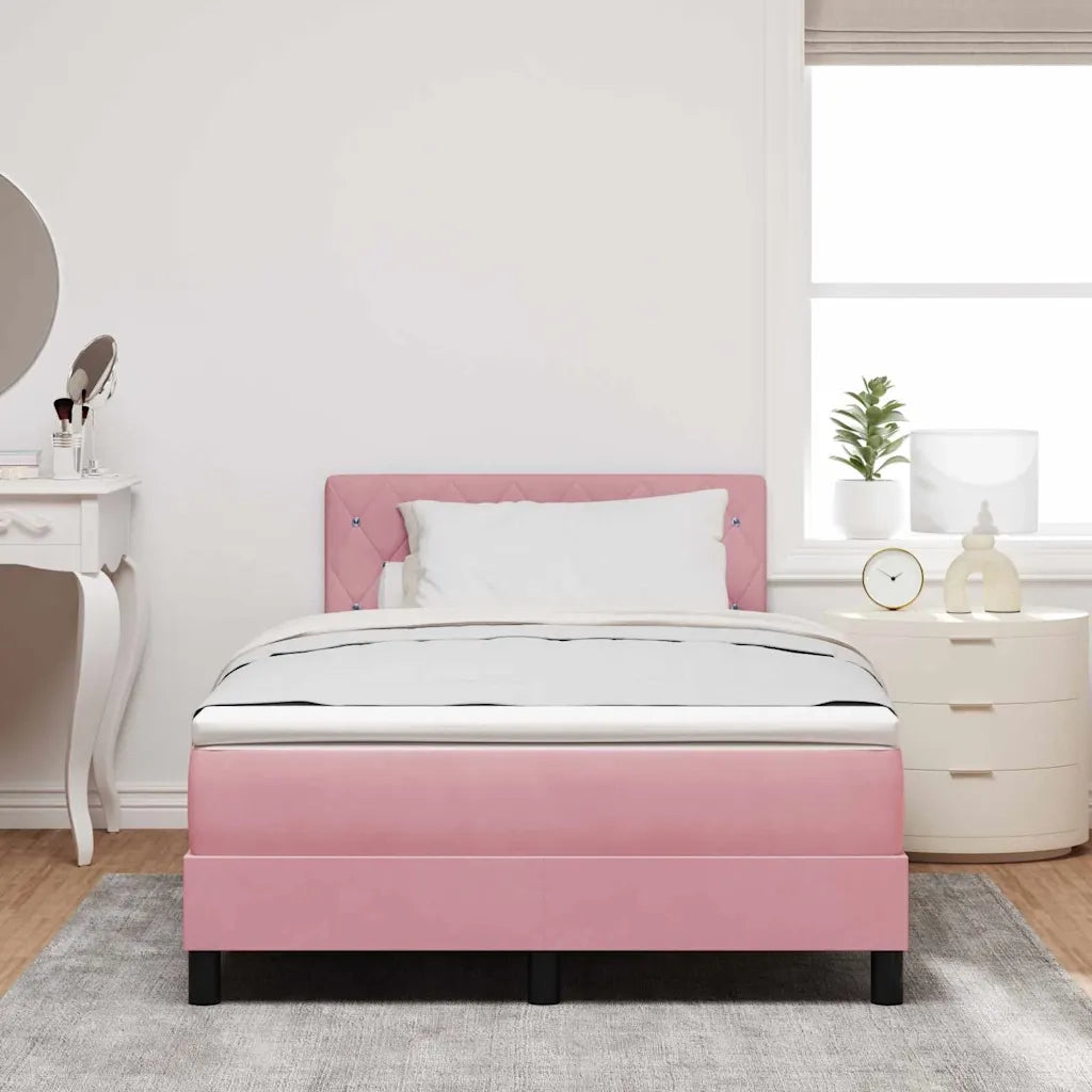 Letto a molle con materasso Rosa 120 x 190 cm Velluto 3339097