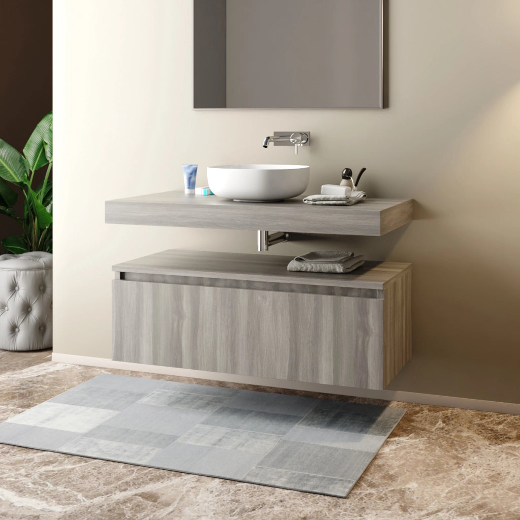 CASSETTONE BAGNO SOSPESO 100CM - DIM. CM(LXPXH): 100X46X30  TABACCO  - MOB