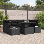 Set di divani con cuscino 7 pcs Nero polyrattan 3349119