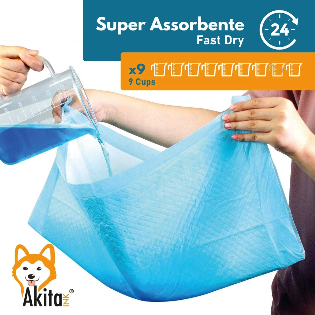 Akitaink Tappetini igienici per cani 60x60 Traverse Assorbenti