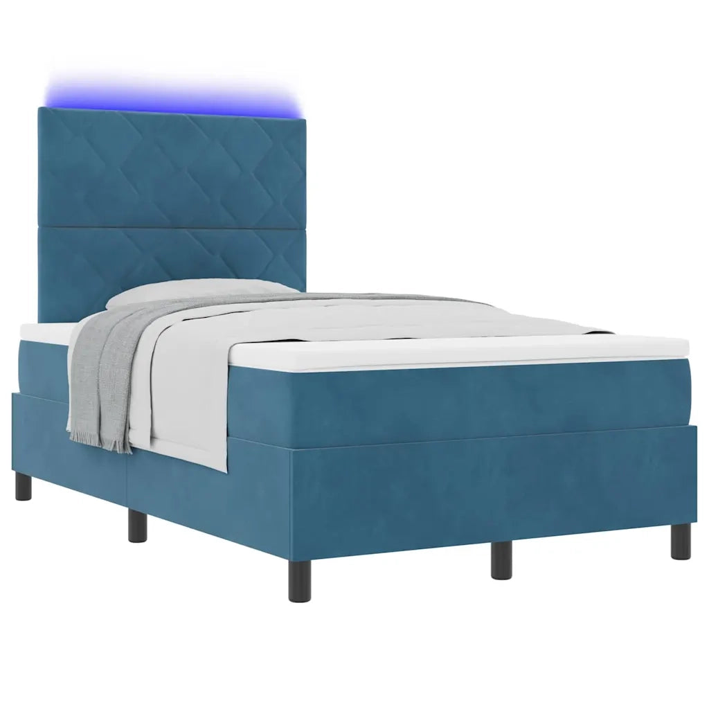 Letto a Sorgente LED Blu Scuro 120 x 190 cm Velluto 3343368