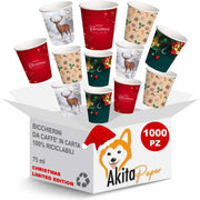 Akitaink 1000 Bicchierini Caffe Carta 75ml Natale