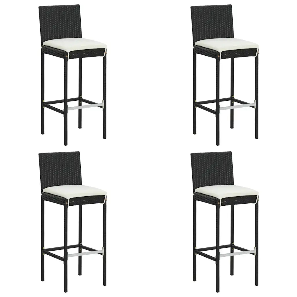 Set da Bar da Giardino 5 pz con Cuscini in Polyrattan Nero 3064860