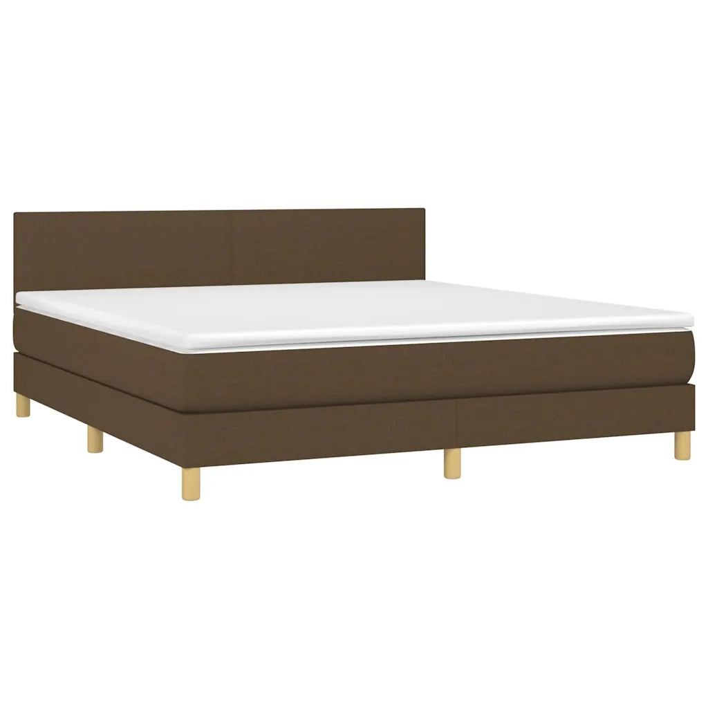 Letto a Molle Materasso e LED Marrone Scuro 160x200 cm Tessuto 3133568