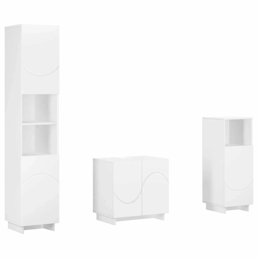 Set mobili da bagno 3 pz Bianco Legno ingegnerizzato 3433046