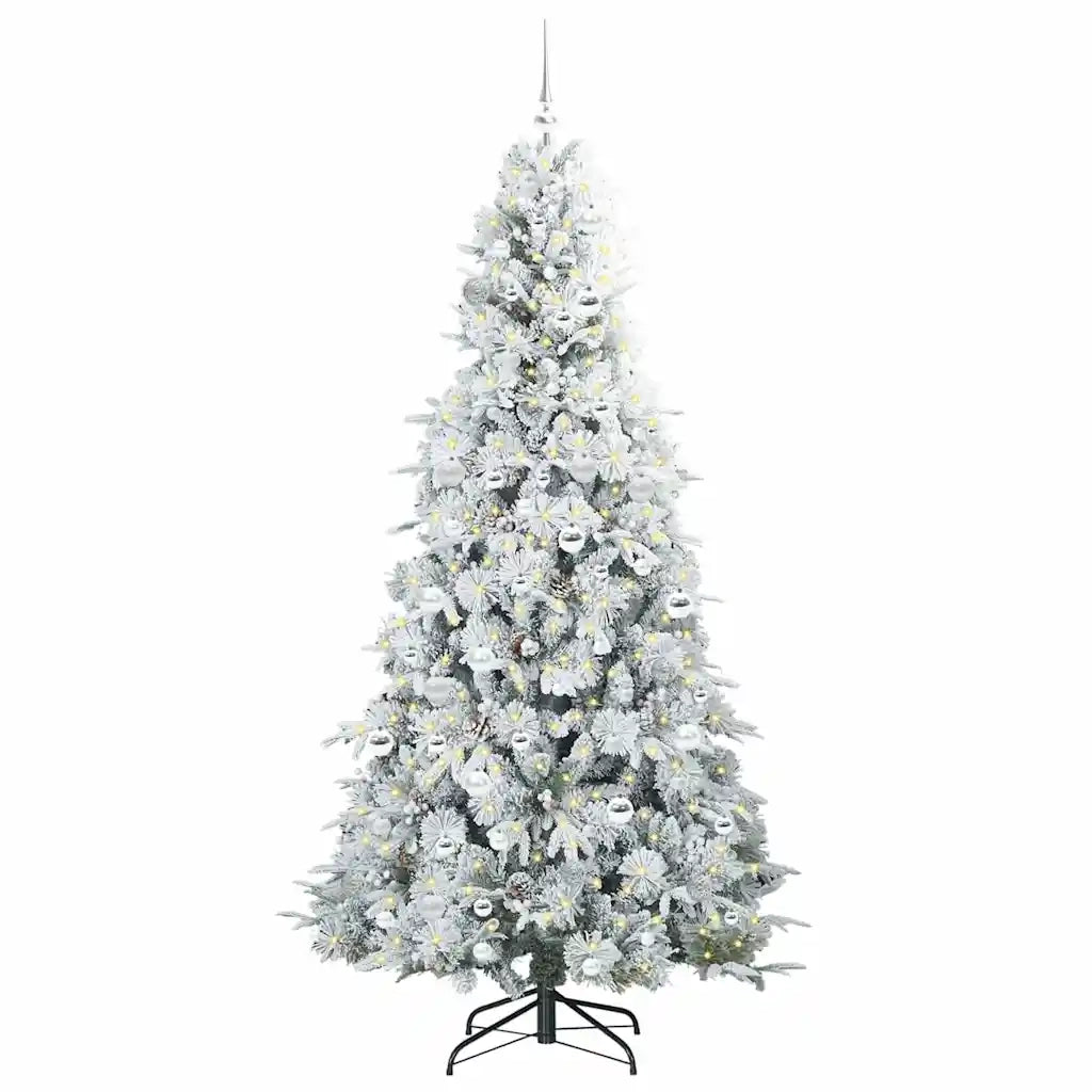 Albero di Natale Artificiale con Rami Pieghevoli Bianco 210 cm
