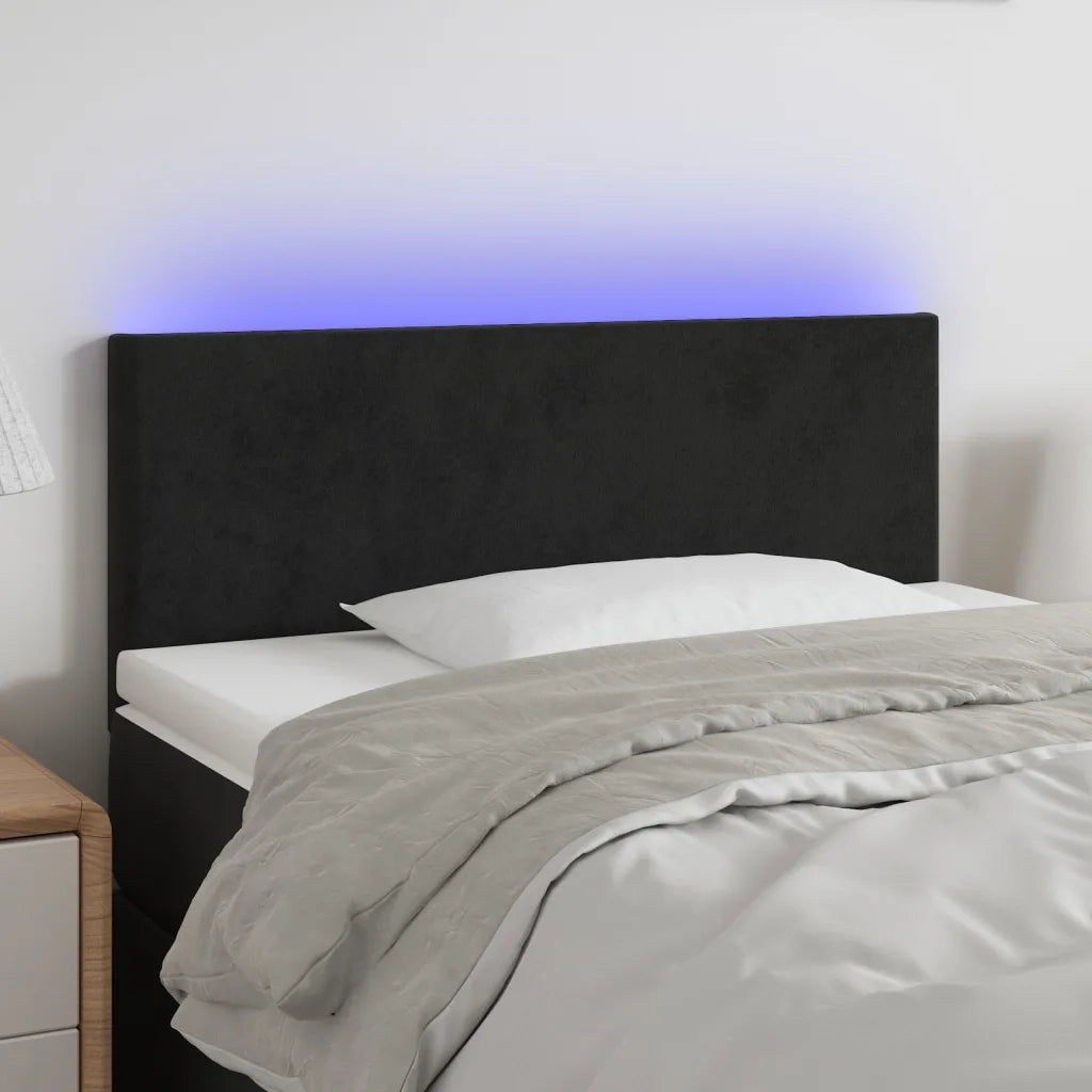 Testiera a LED-Testata con LED Nera 100x5x78/88 cm in Velluto 189262