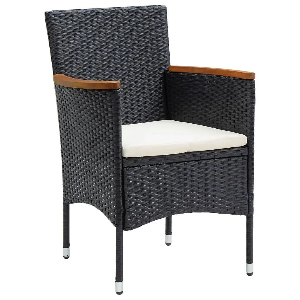 Set Pranzo da Giardino 9 pz con Cuscini in Polyrattan Nero 3095002
