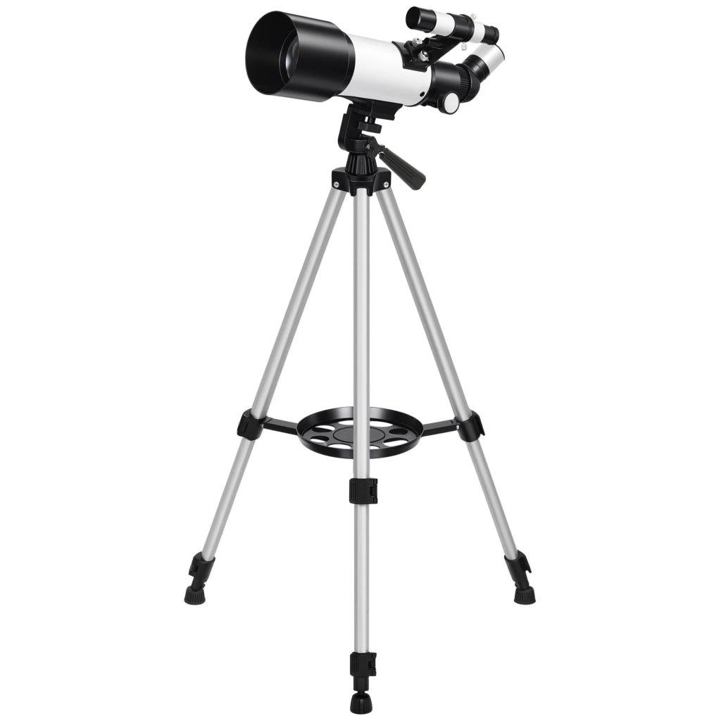 Telescopio Astronomico 70mm con 2 Lenti Oculari e Adattatore Smartphone, 80x80x135 cm, Bianco e Nero