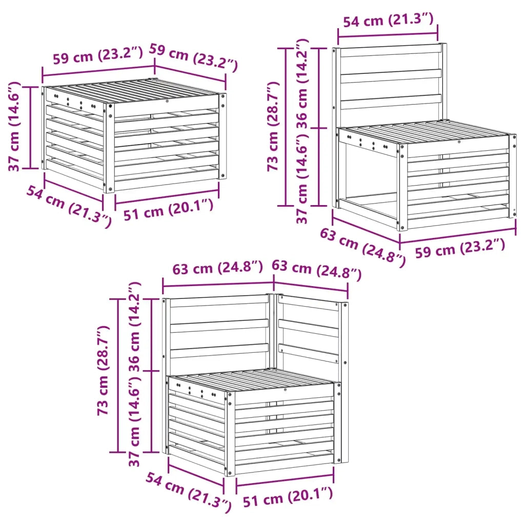 Set di divani da esterno 5 pcs Bianco 59 x 59 x 37 cm 3391789