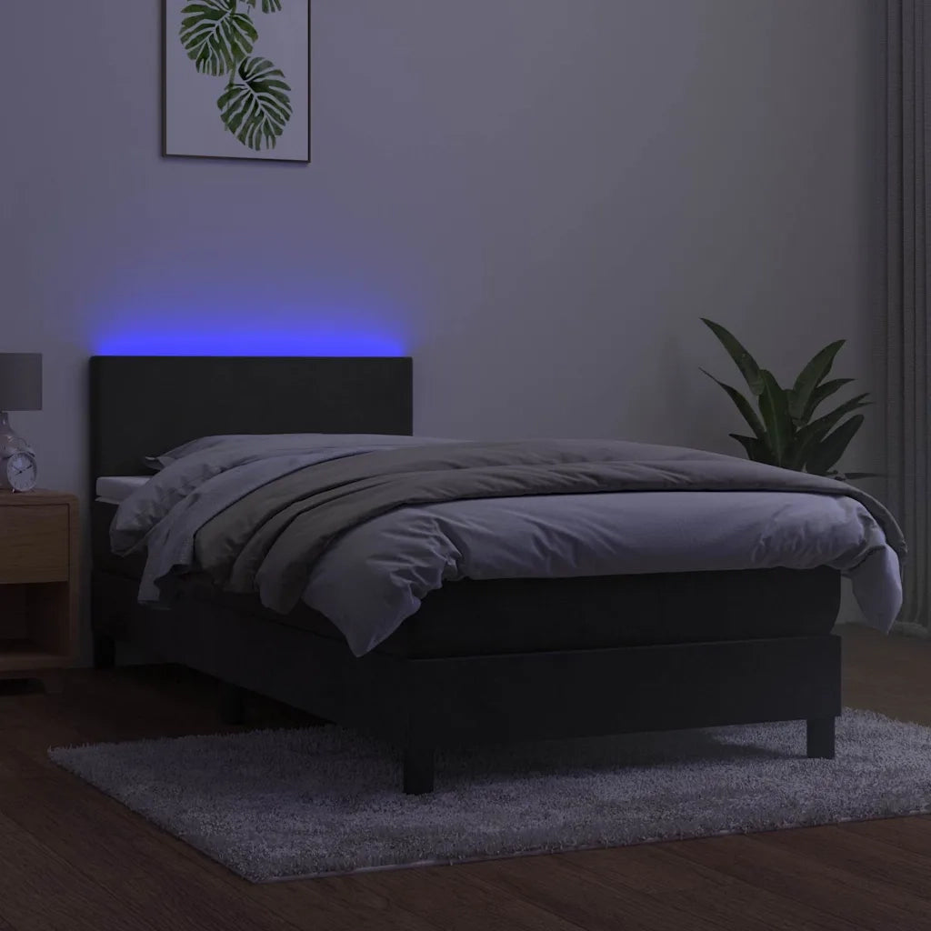 Letto a Molle con Materasso e LED Grigio Scuro 100x200 cm 3134268