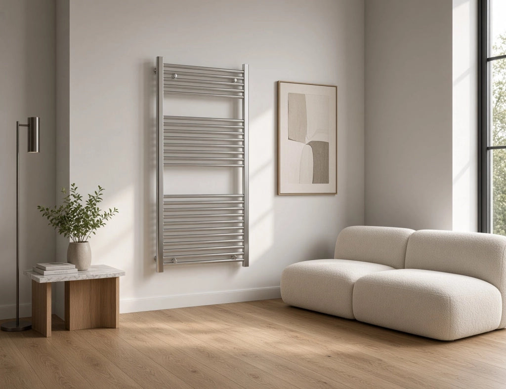 Scaldasalviette termoarredo 120x45 cm (int.40) cromato da bagno tubi dritti ROY