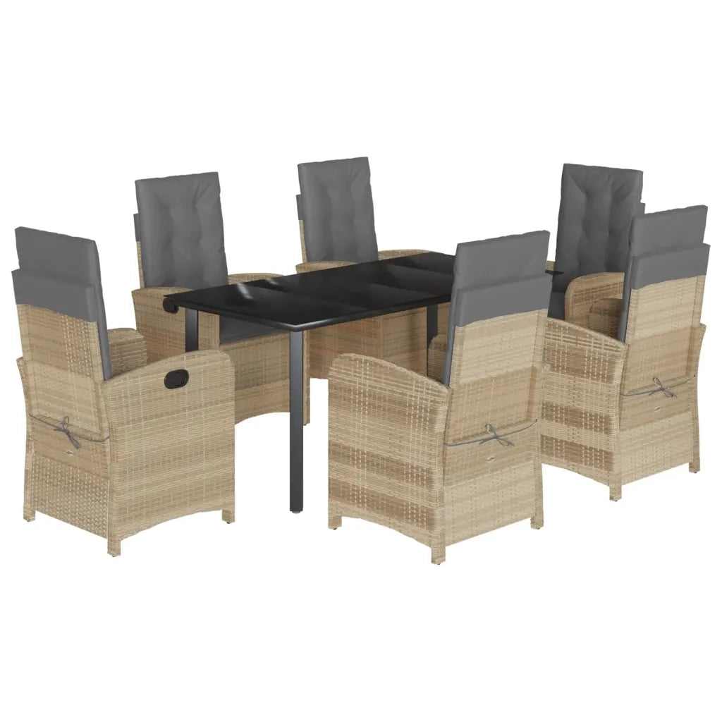 Set Pranzo da Giardino 7 pz con Cuscini Beige Misto Polyrattan 3212406