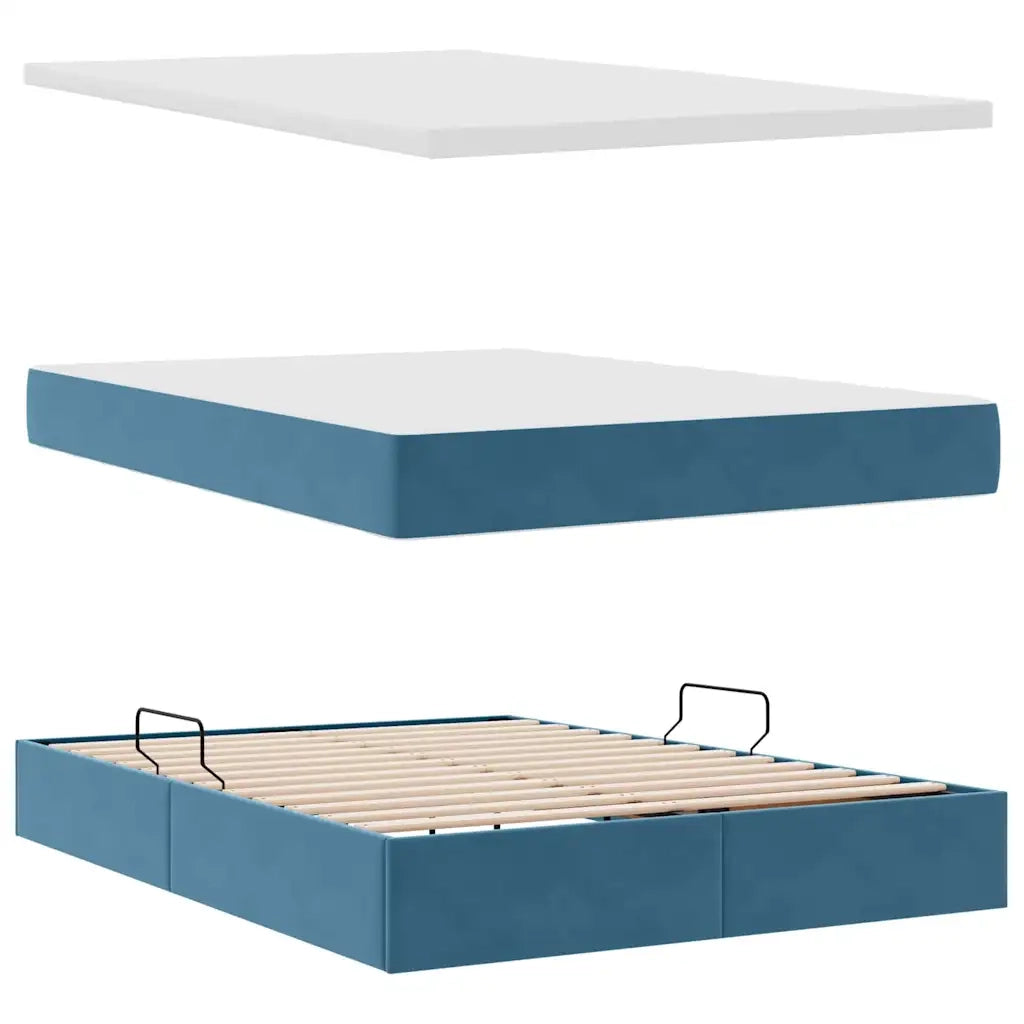 Letto con contenitore e materasso Blu Scuro 140 x 200 cm 3372097