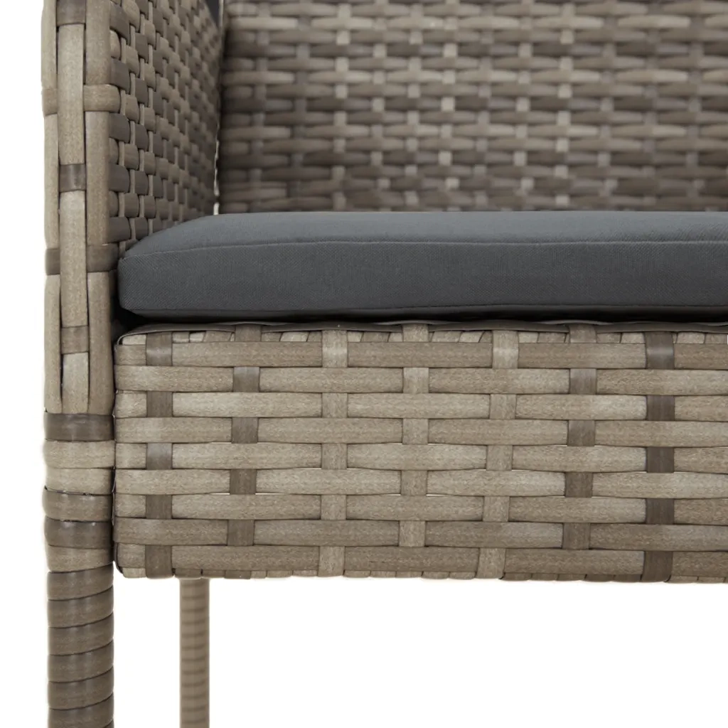 Set da Pranzo da Giardino 3 pz con Cuscini in Polyrattan Grigio 3185017
