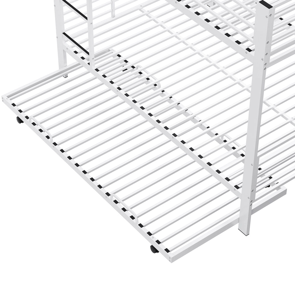Letto a castello in metallo 3 posti con letto estraibile bianco