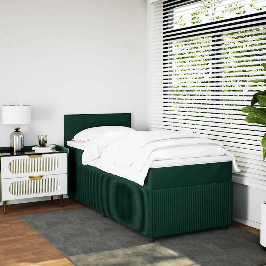 Giroletto a Molle con Materasso Verde Scuro 80x200 cm Velluto 3289893