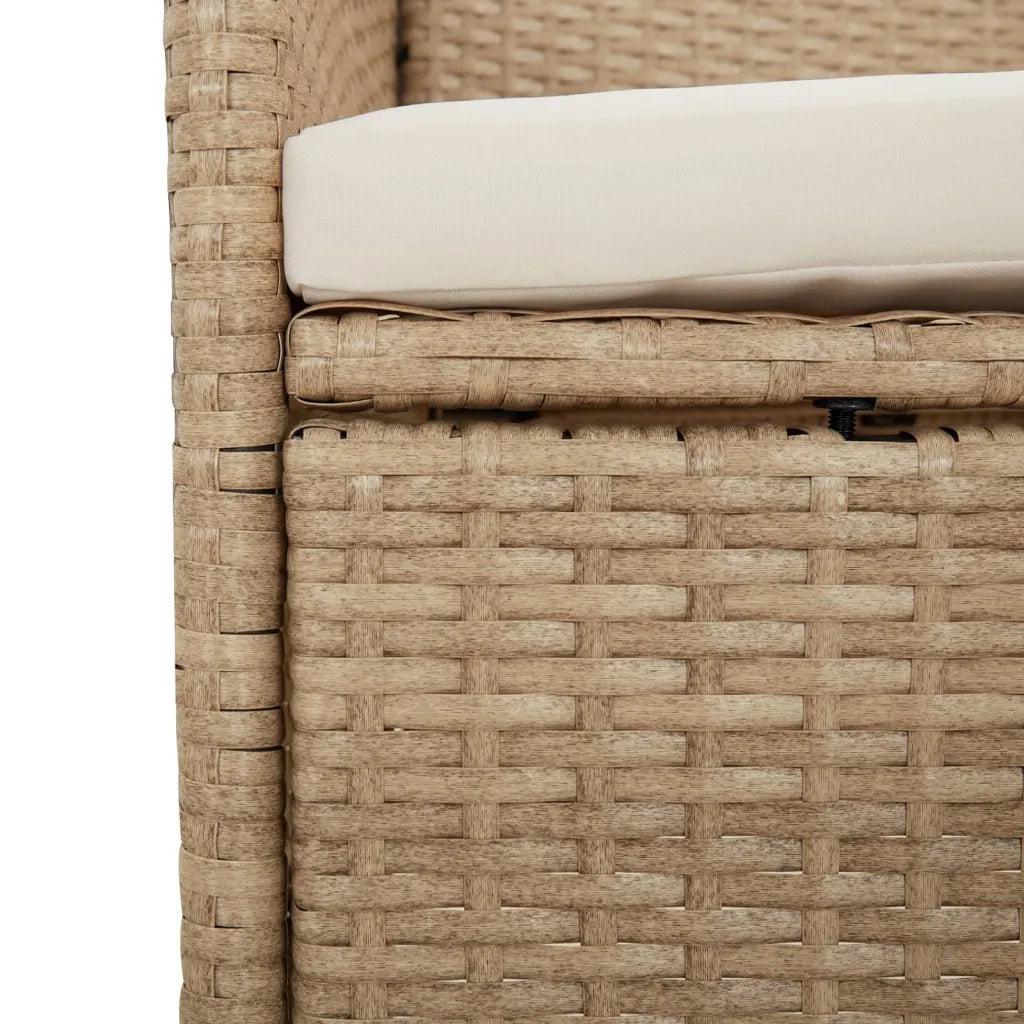 Set da Pranzo da Giardino 9 pz con Cuscini Beige in Polyrattan 3157579