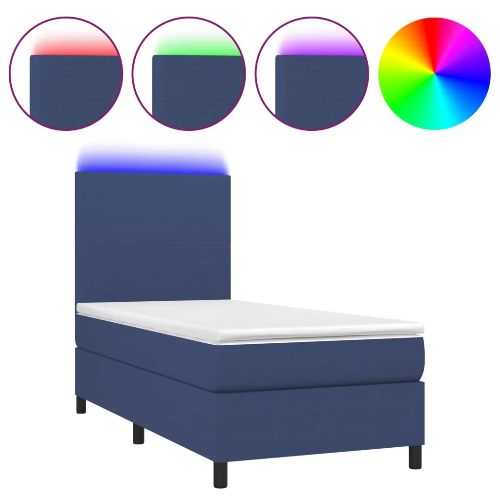Letto a Molle con Materasso e LED Blu 90x190 cm in Tessuto 3134683
