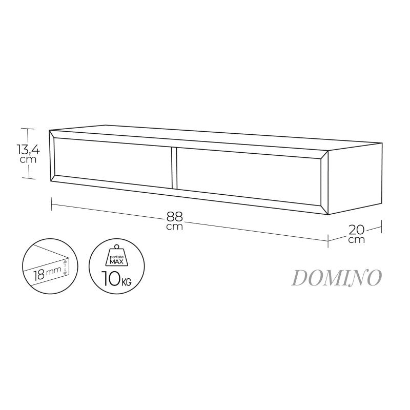 Mensola da Muro con Cassetto, Comodino Sospeso, Mensola da Parete, 88,2x13,4 p20 cm, Grigio - Made in Italy