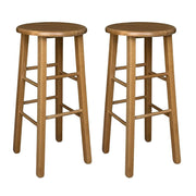 Sgabelli bar 2 rotondi h 68 cm noce chiaro gambe dritte