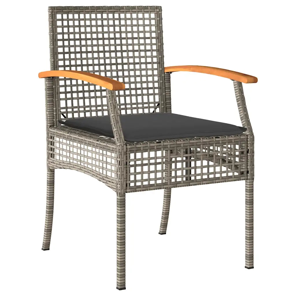 Set da Pranzo da Giardino 5 pz con Cuscini in Polyrattan Grigio 3213571