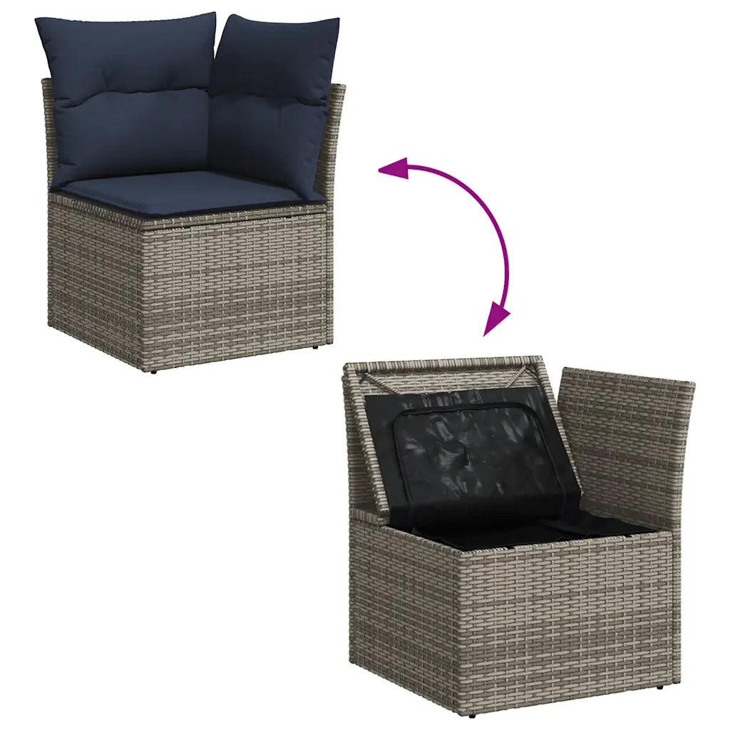 Set Divani da Giardino 13 pz con Cuscini Grigio in Polyrattan 3255872