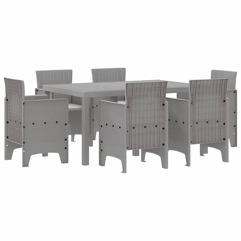 Set da Pranzo per Giardino 7 pcs Grigio chiaro Rattan Polt 3378569