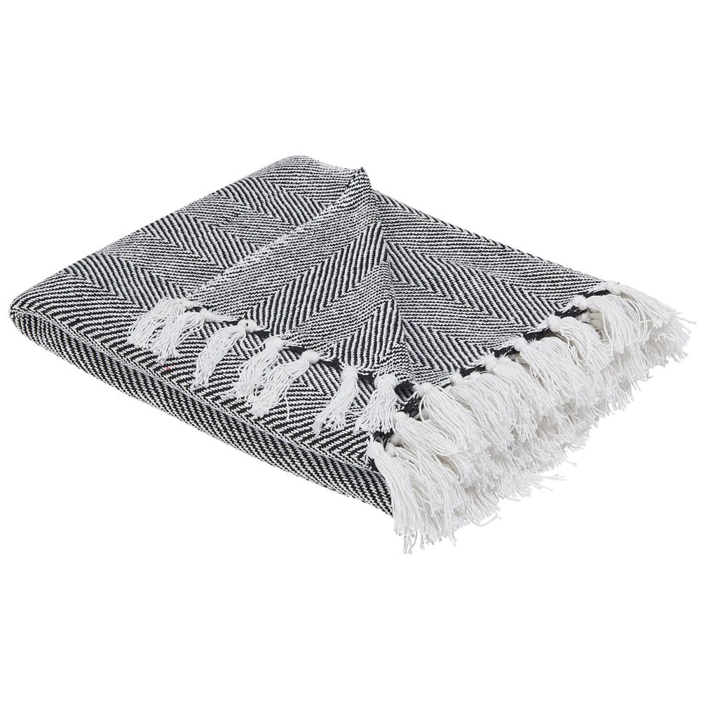 Coperta in cotone Nero 130 x 160 cm Copriletto boho stile costiero
