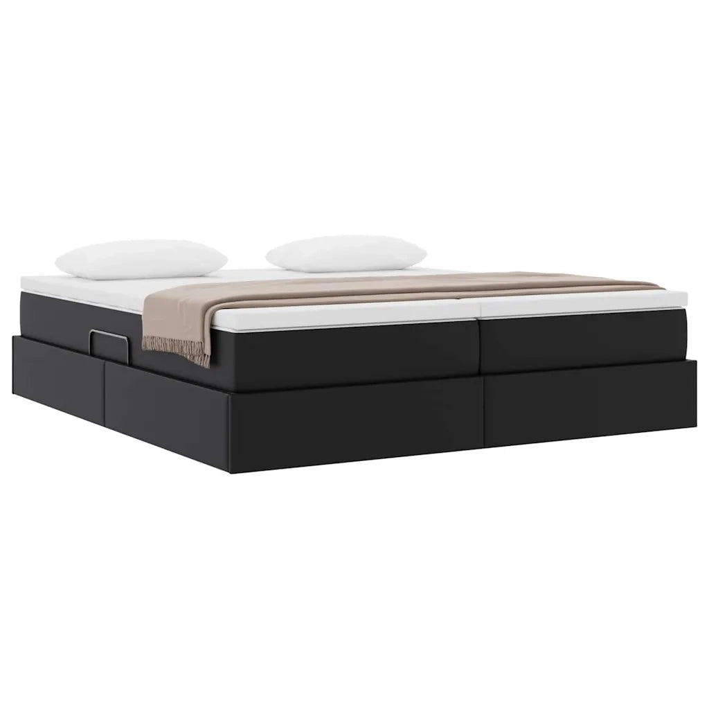 Letto con contenitore e materasso Nero 180 x 200 cm