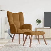 Poltrona Relax con Poggiapiedi Marrone in Velluto 328070