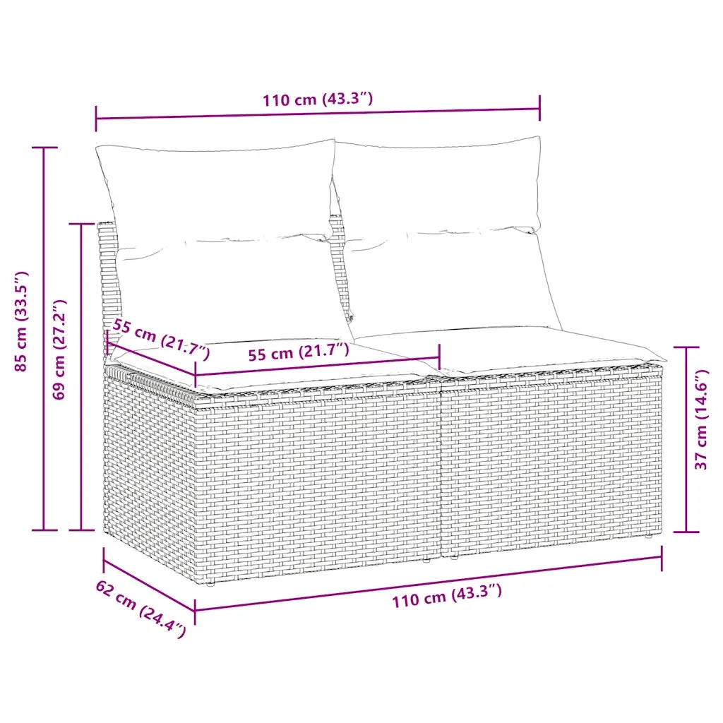 Set Divano Giardino 4 pz con Cuscini Marrone Polyrattan Acacia 3325239
