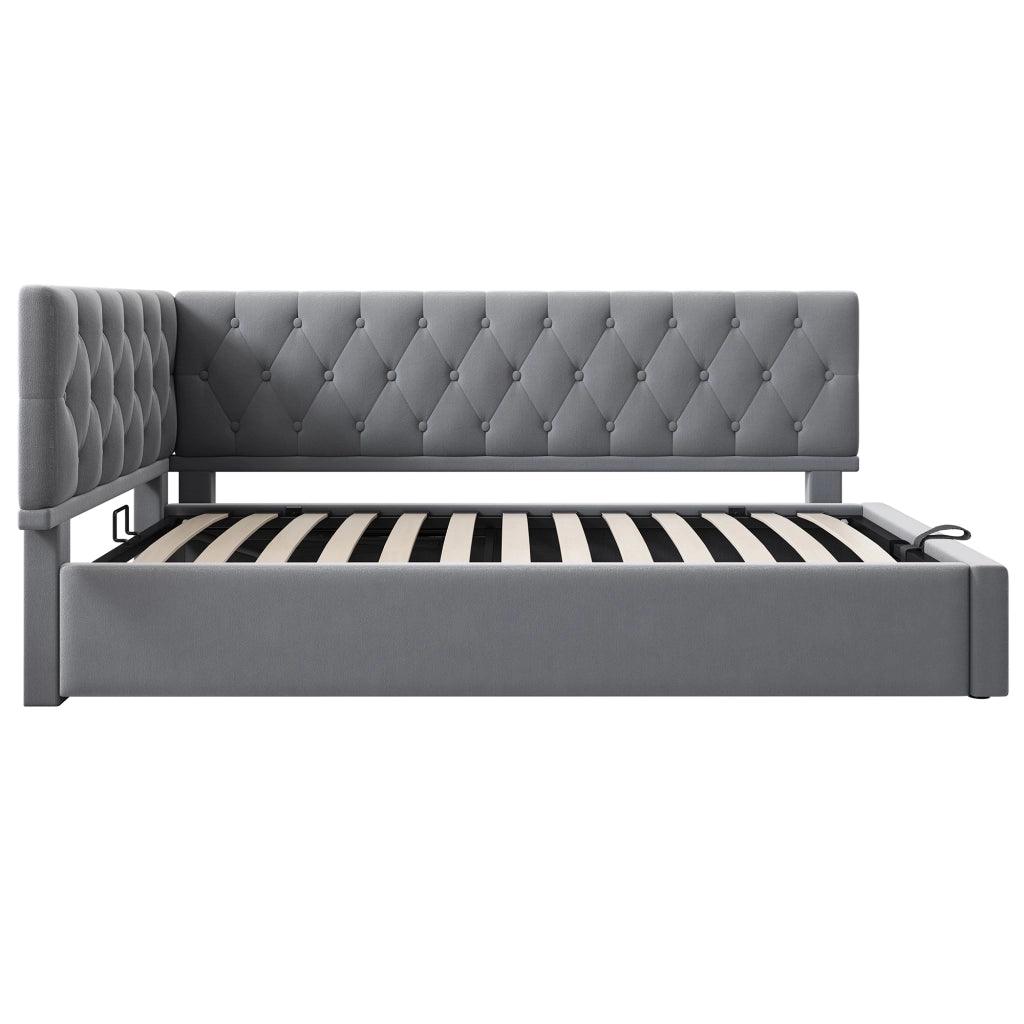 Letto singolo 90x200 cm grigio con contenitore