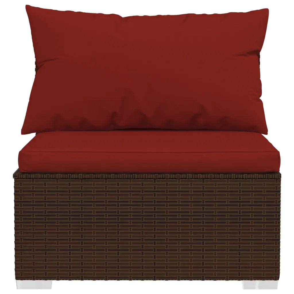 Set Divani da Giardino 7 pz con Cuscini in Polyrattan Marrone 3101891