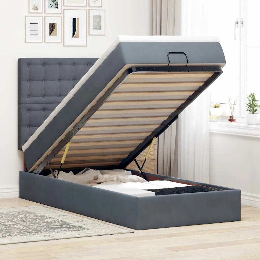 Struttura Letto Pouf con Materassi 100x200 cm Velluto 3313596