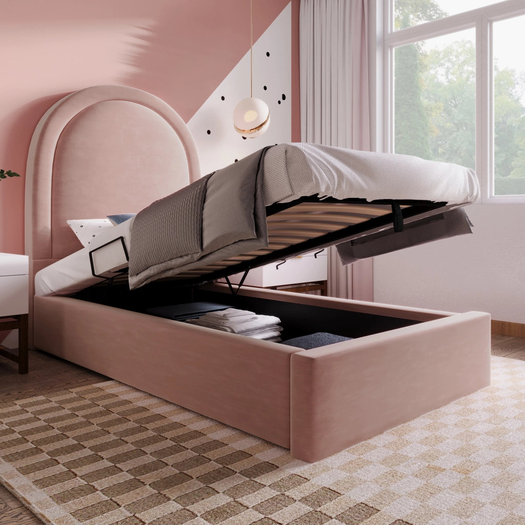 Letto singolo per bambini 90 x 200 cm rosa in velluto