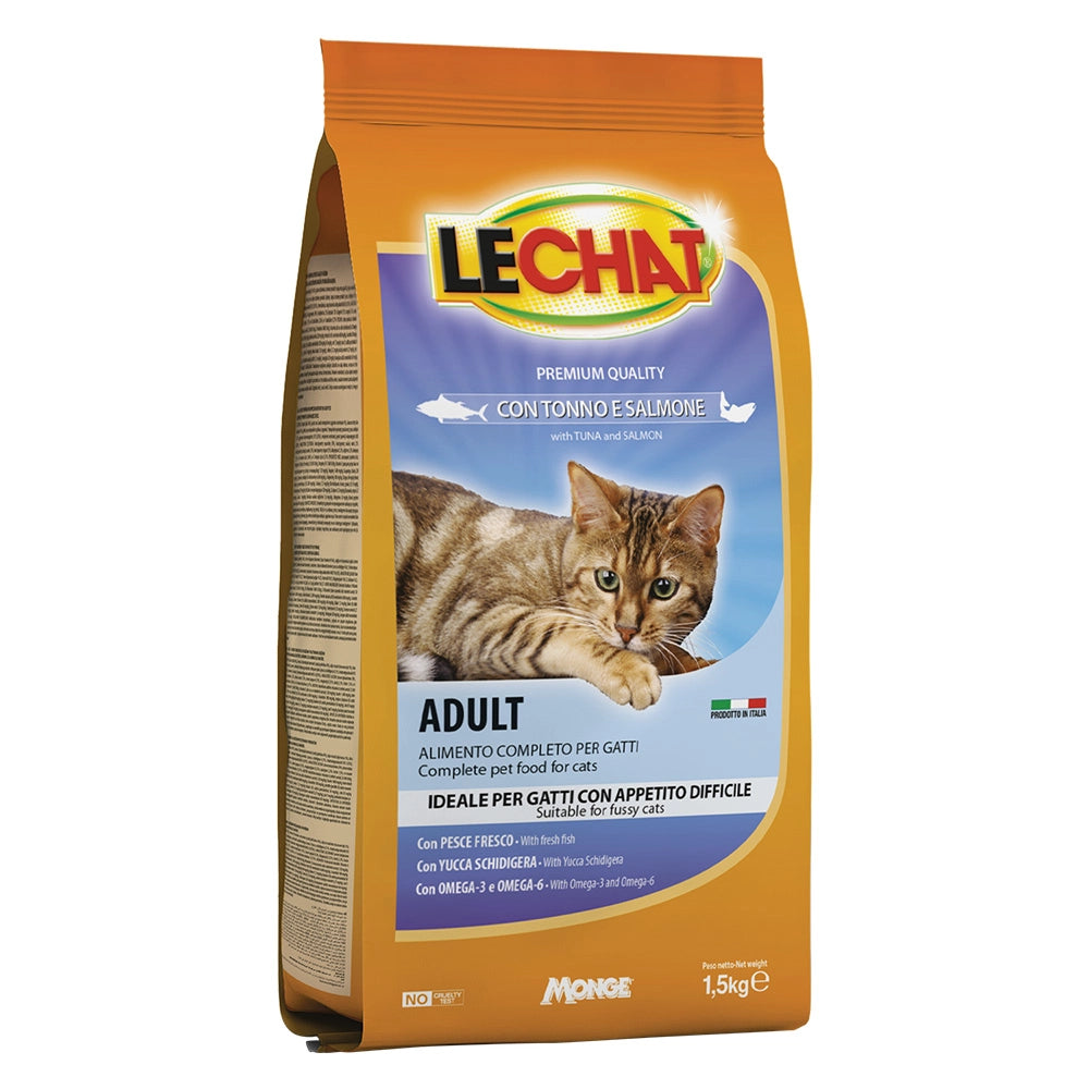 CROCCANTINI PER GATTI 'LE CHAT' tonno e salmone - kg 1,5  - MONGE