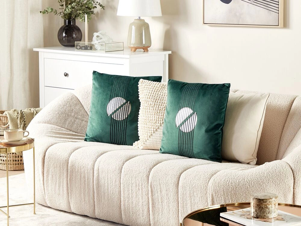 Set di 2 cuscini decorativi con motivo geometrico Verde 45 x 45 cm
