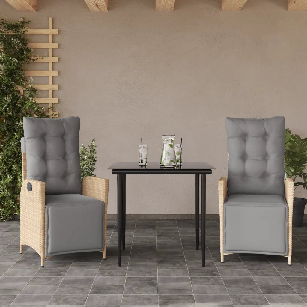 Set Pranzo da Giardino 3 pz con Cuscini Beige Misto Polyrattan 3213448