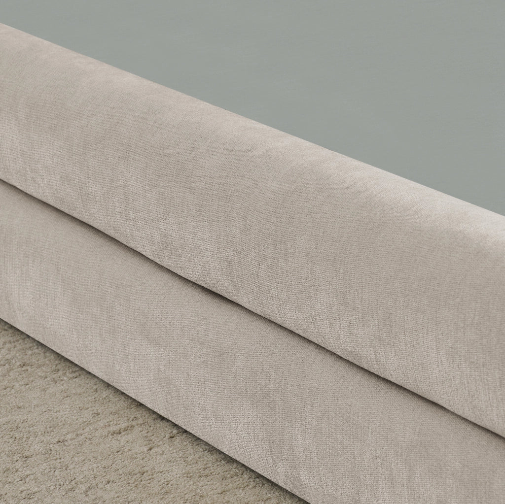 Letto singolo imbottito 90x200 cm in ciniglia beige