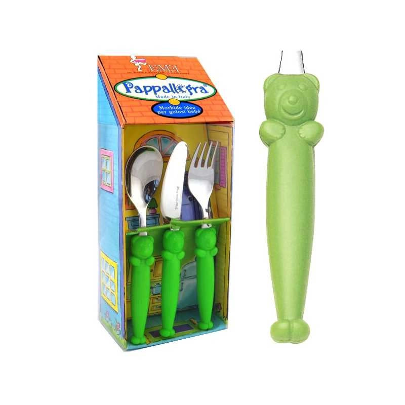 Posate Verde 18/10 Set pz.3 Pappallegra Eme