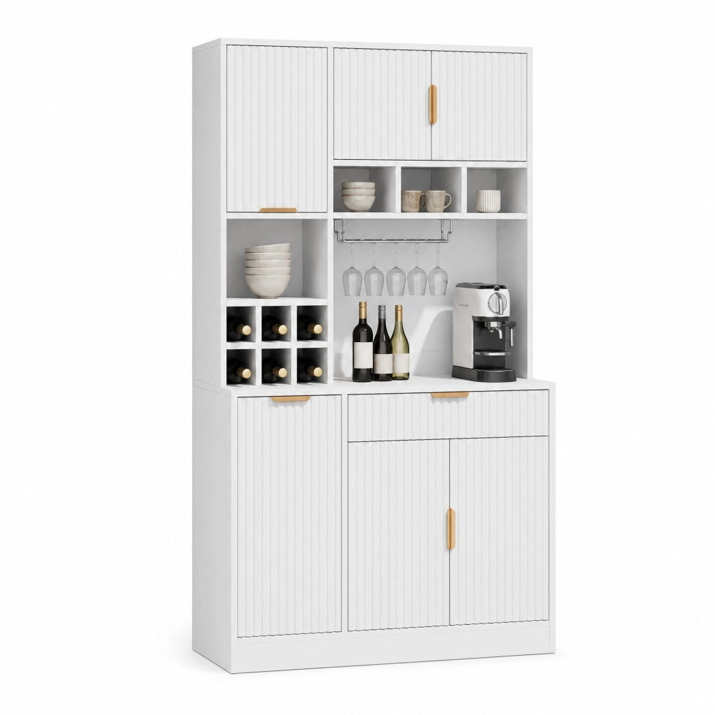 Credenza alta da cucina 100x40x175 cm con prese USB-A e USB-C; bianco