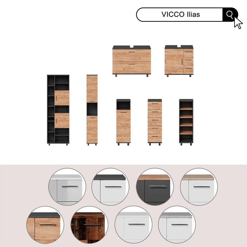 Vicco Cassettiera da bagno Bianco 30 x 95 cm