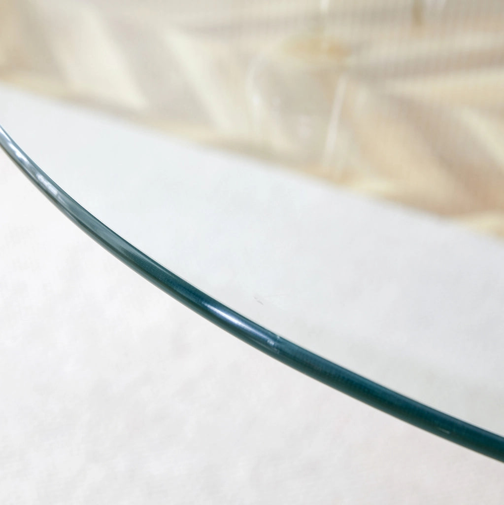 Tavolo bar rotondo in vetro trasparente e metallo argento 89 cm