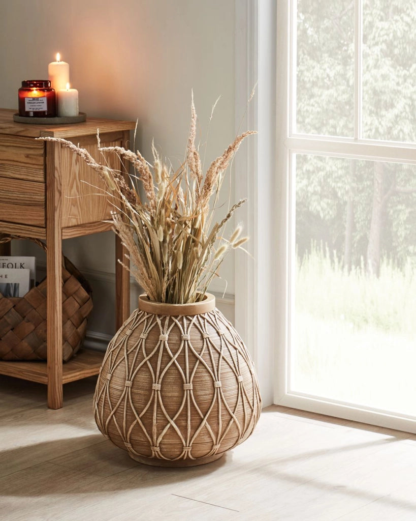 Vaso di fiori marrone chiaro per esterni e interni Boho