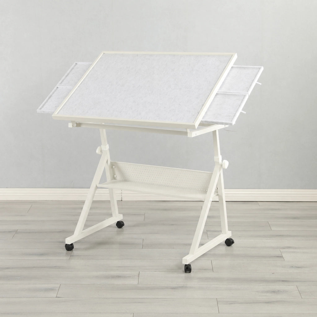 Tavolo per puzzle regolabile in altezza e inclinazione in MDF e metallo bianco