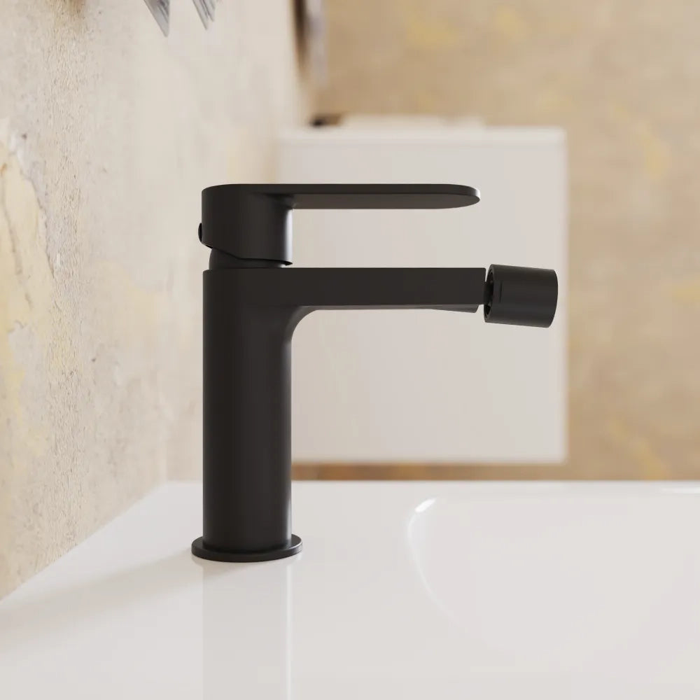 Set miscelatori lavabo 13cm bidet miscelatore esterno vasca nero opaco | Margot