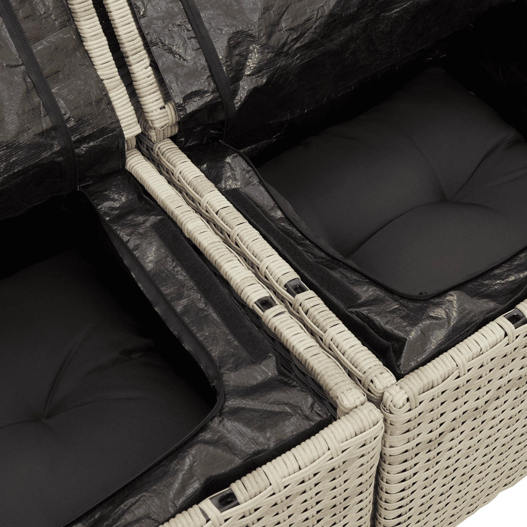 Set Divani da Giardino 7pz con Cuscini Grigio Chiaro Polyrattan 3251359